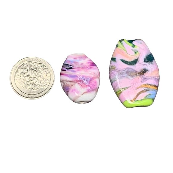 Handmade Colorful Swirled Lampwork Glass Beads - Picture 1 of 8